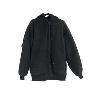 Vintage Key Canvas Chore Jacket Mens Large Tall Black Insulated Hooded Workwear